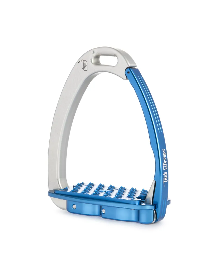 Tech Venice Flat Evo Safety Stirrups-Silver/Blue